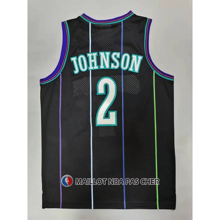 Maillot Charlotte Hornets Larry Johnson NO 2 Mitchell & Ness 1992-93 Noir